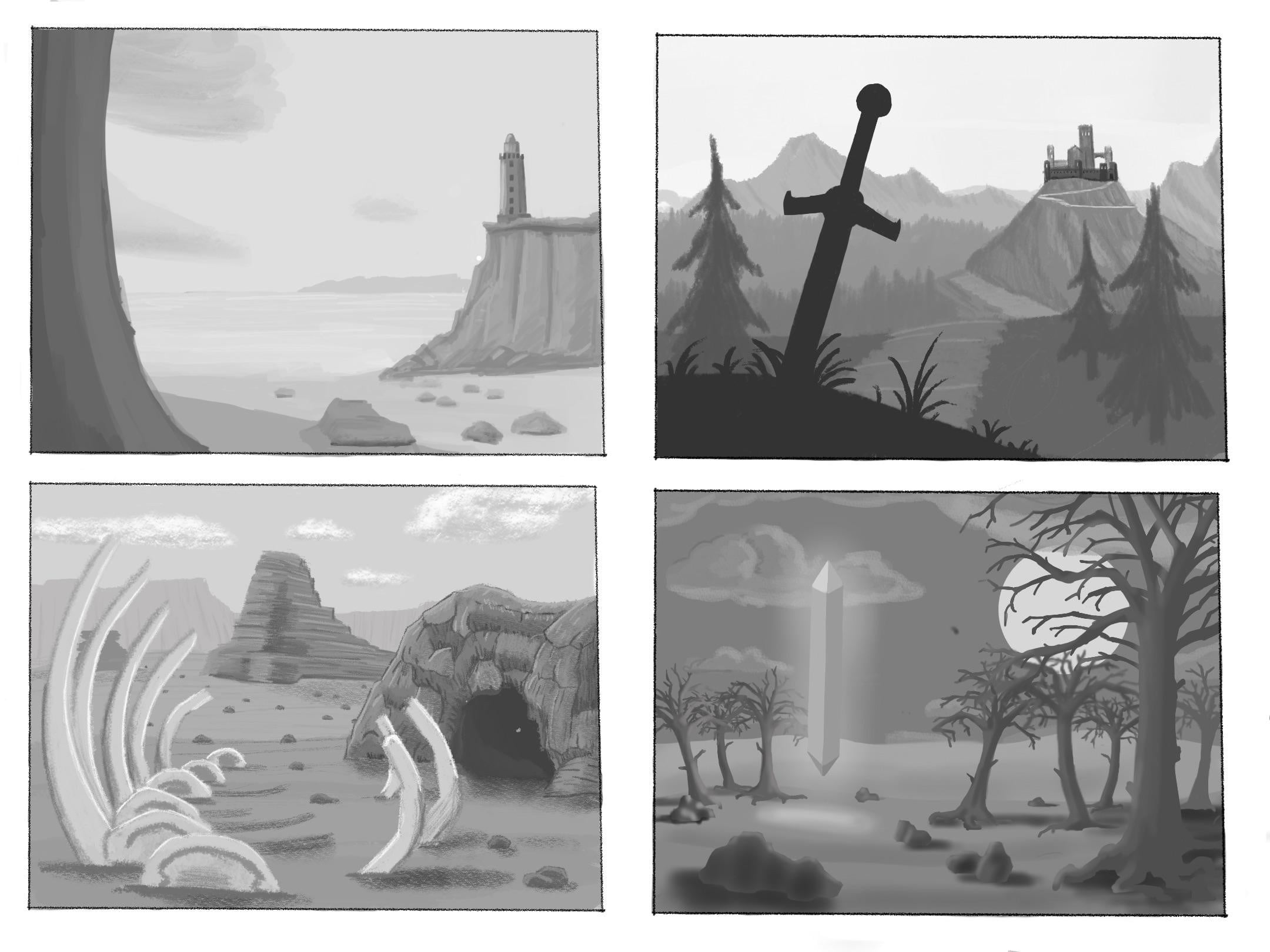 Four landscape thumbnails - student project