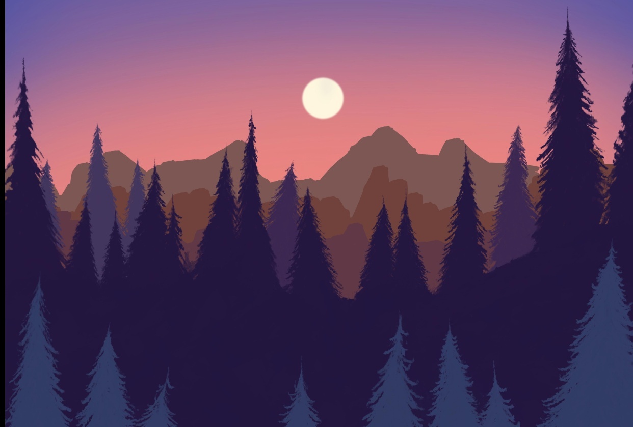 Mountains & Trees Art Project - student project
