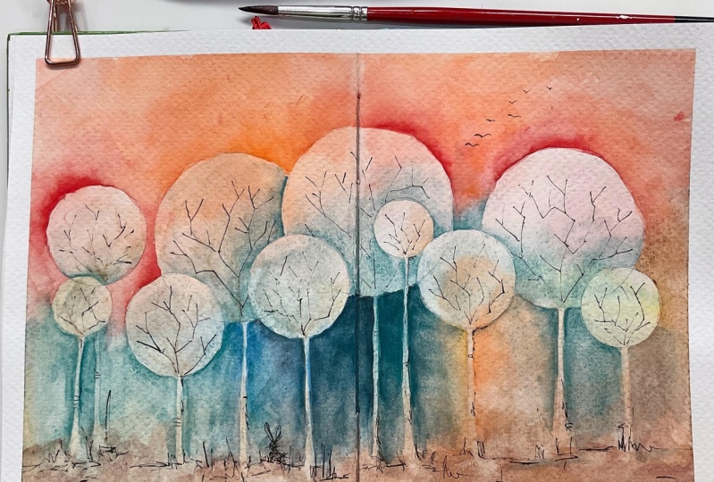 Negative painted trees.