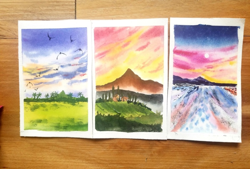 Relaxing Watercolor Sky Painting- Simple Expressive Pastel Sky Painting