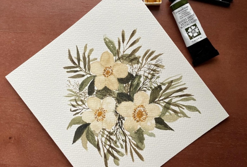 Pastel Vintage Flowers in Watercolor