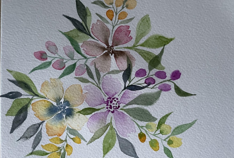 Loose watercolour flowers