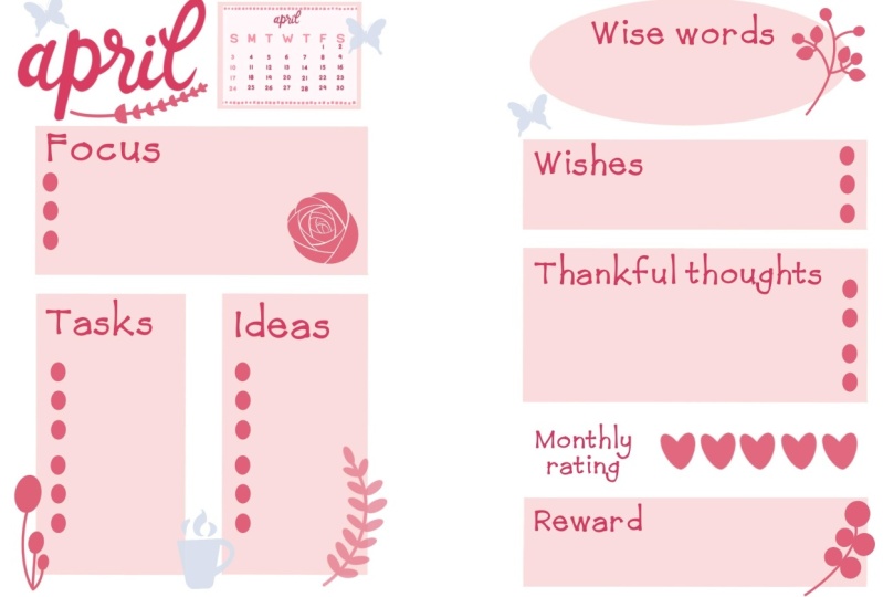 April Bullet Journal template