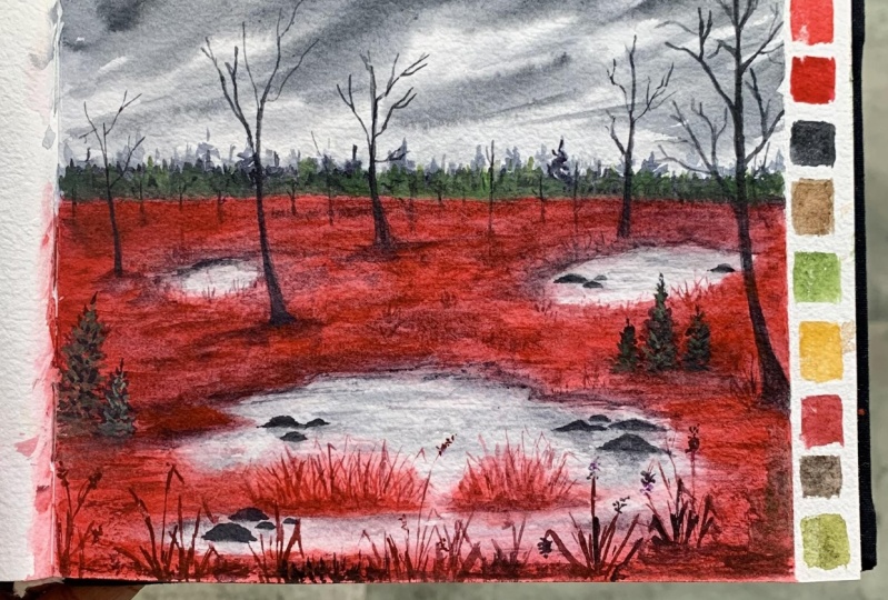 Dreamy Landscape with watercolor