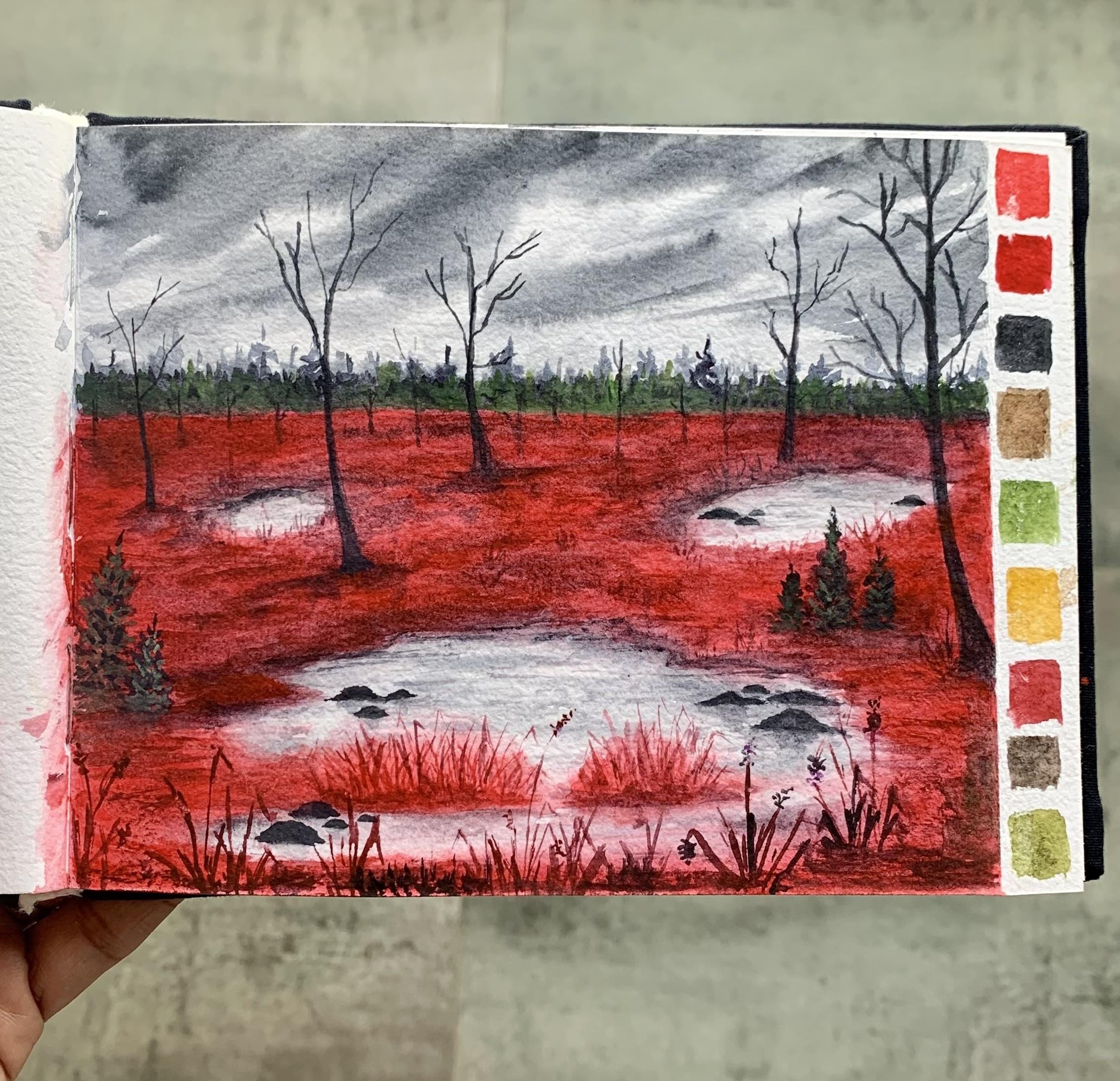 Dreamy Landscape with watercolor - student project