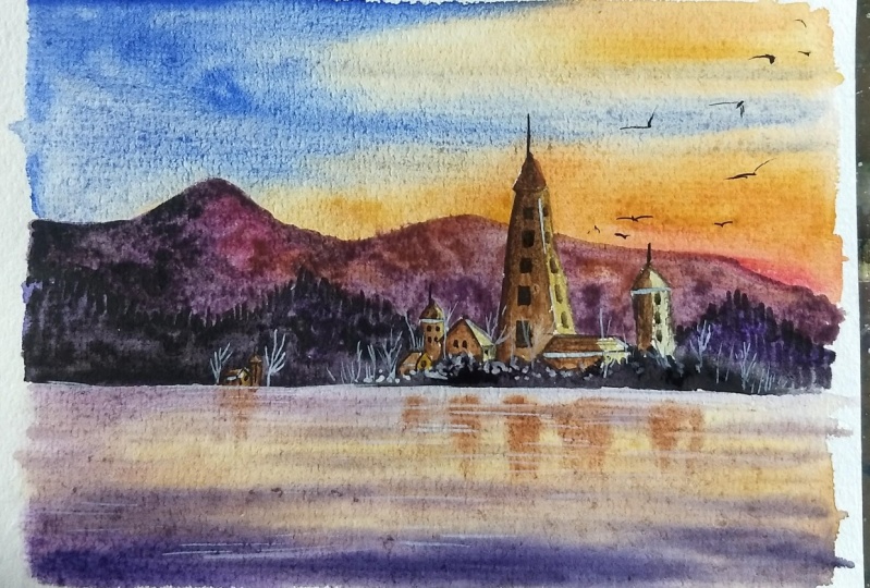 Landscape on large sized paper with Shreya