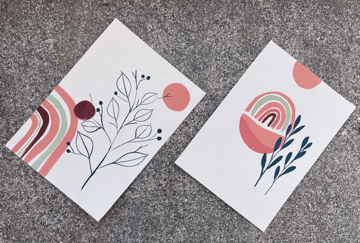 Boho Abstract - Gouache - student project