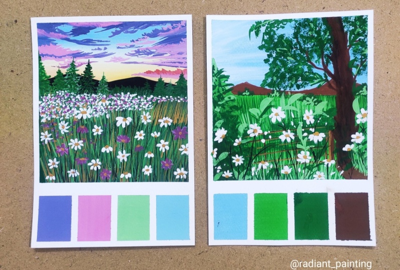 Gouache Daisy Field