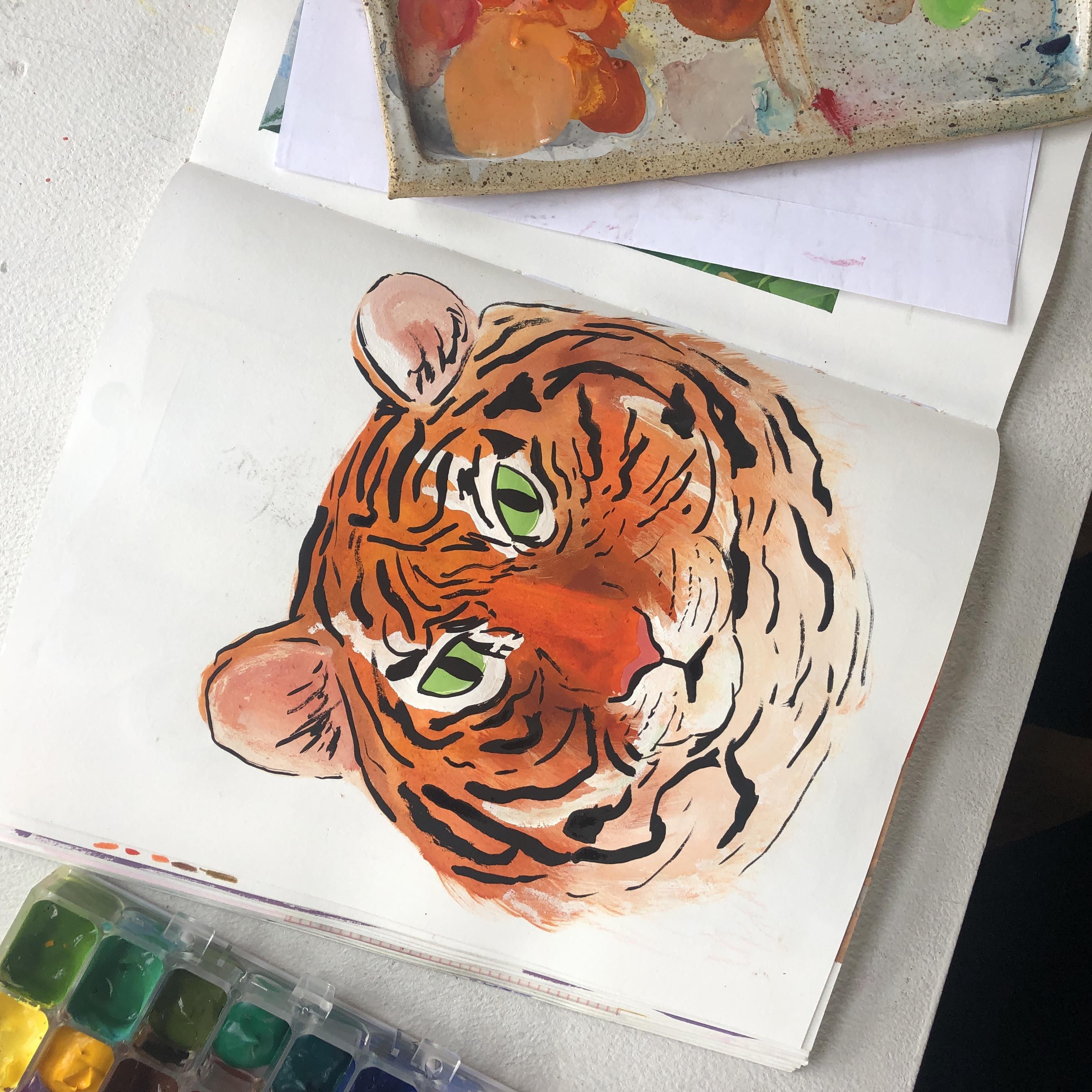 Dessin De Tigre Facile A Reproduire Une semaine d'illustration de carnet de croquis : pausez sans style dans le Gouache, le graphite et plus ! | Madison Moore | Skillshare