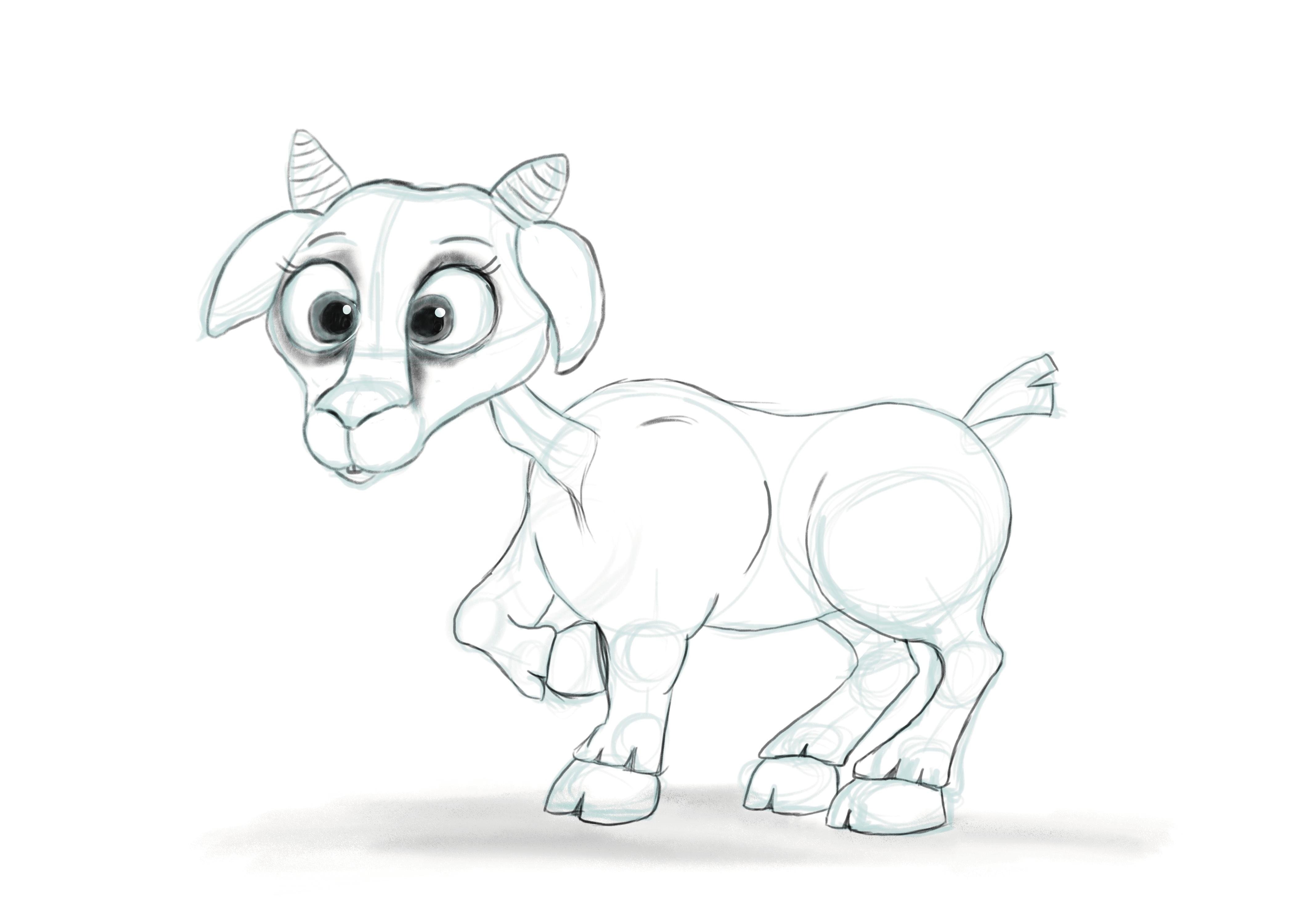 The Ultimate course for drawing CARTOONY FARM ANIMALS: Goat - student project