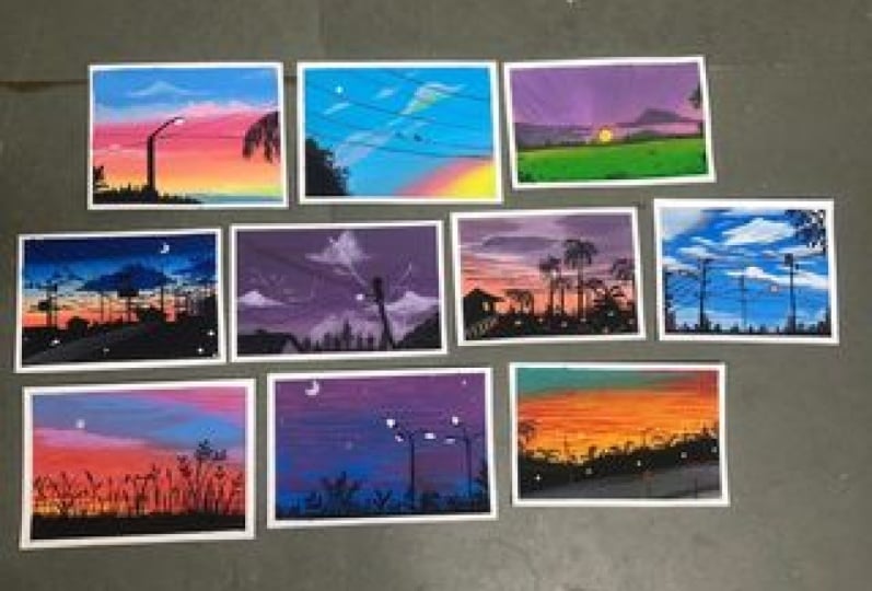 Aesthetic Sky and Clouds using Gouache