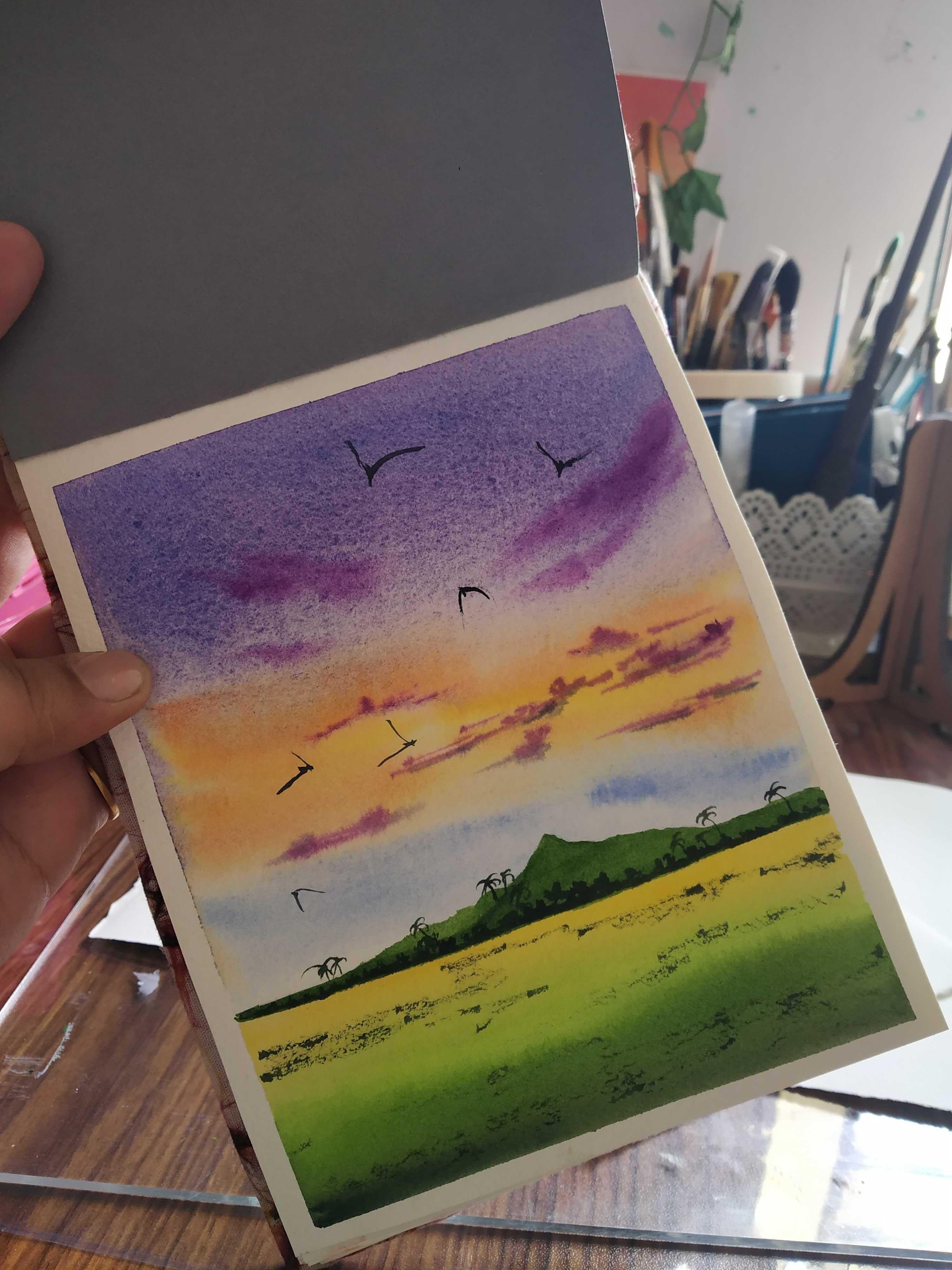 Relaxing Watercolor Sky Painting- Simple Expressive Pastel Sky Painting Shreya G - student project