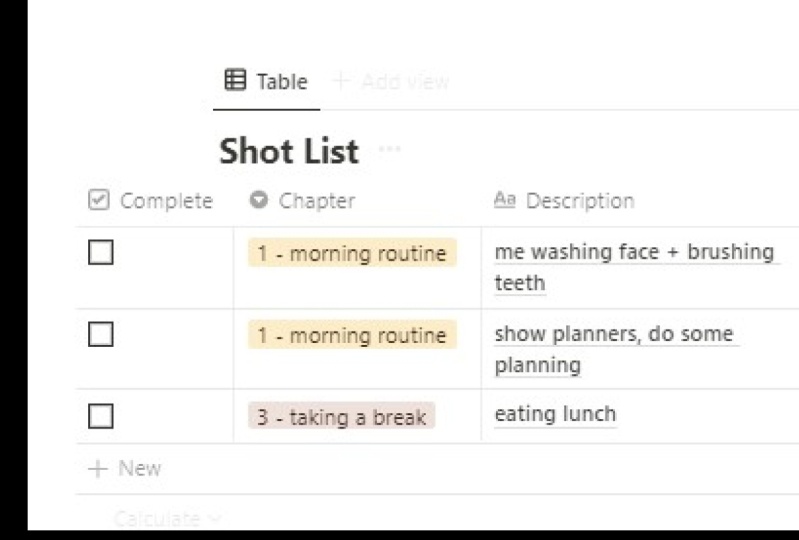 From Messy to Organized (Shot List)