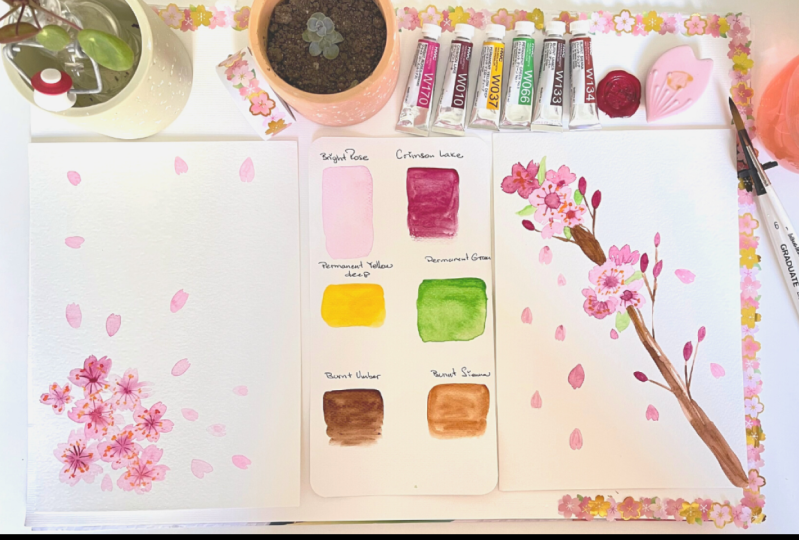 SAMPLE PROJECT:  Watercolour Sakura - Cherry Blossoms