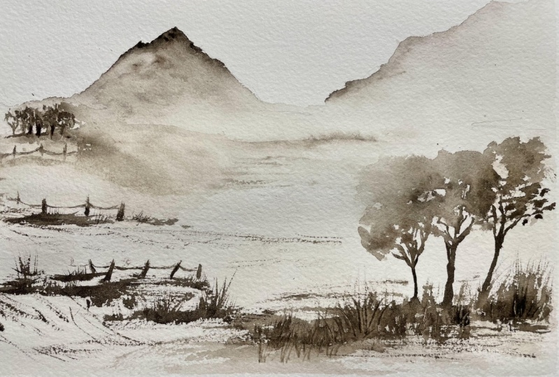 Landscape in sepia