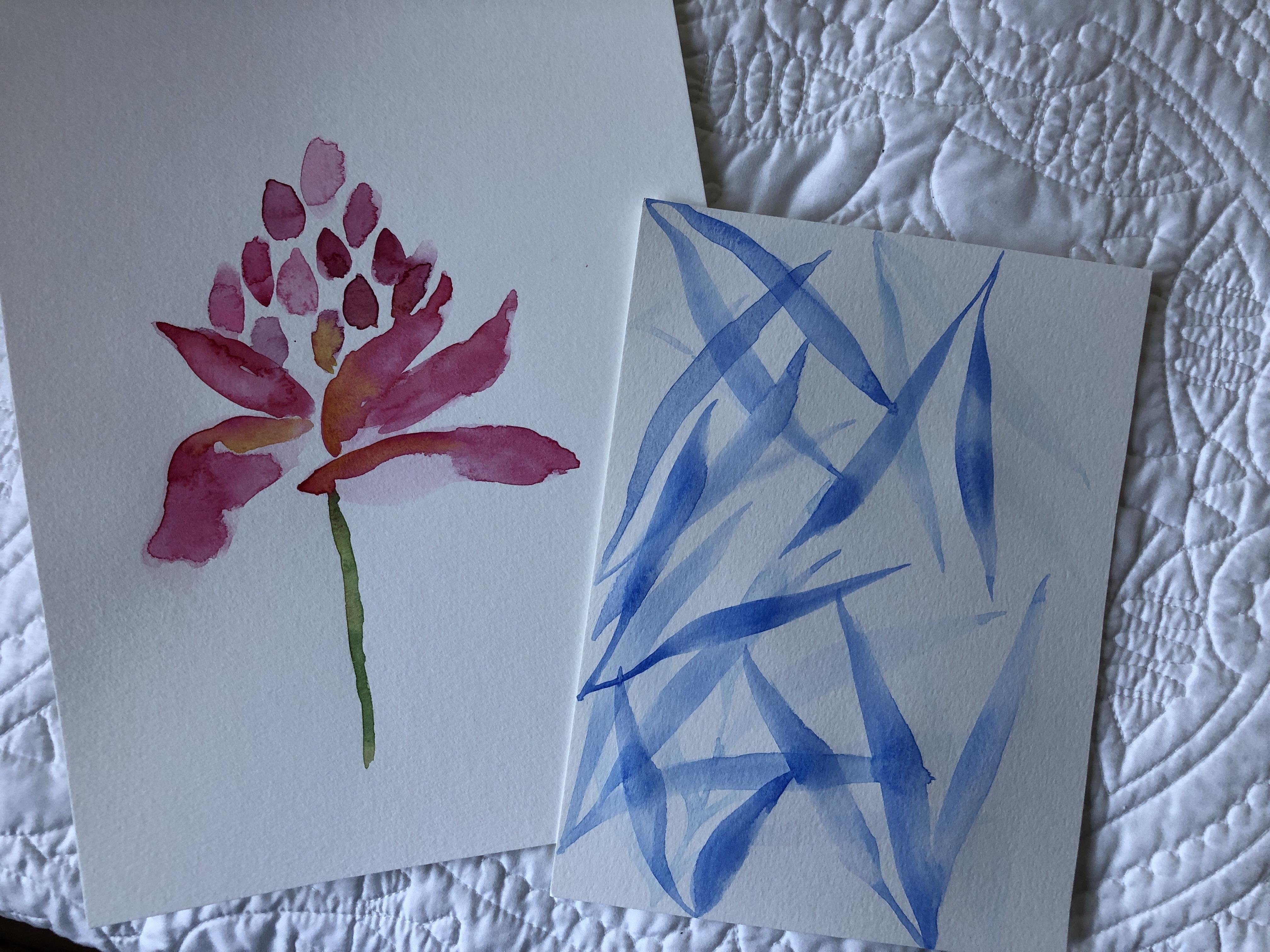 Torch-Ginger flower & leaf watercolor technique practice - student project