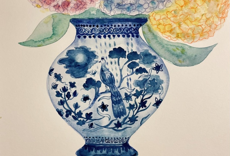 Chinese Porcelain Vase (watercolor/pencils)