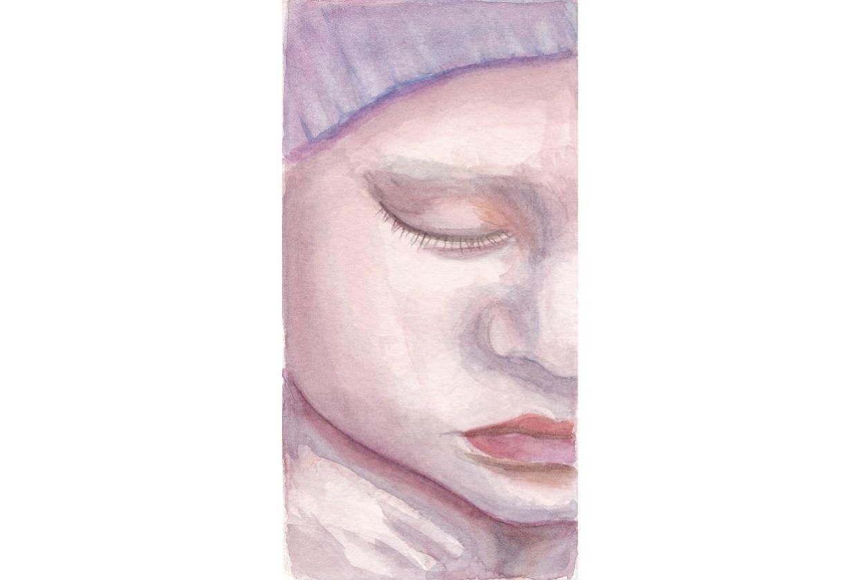 baby face in watercolor - student project