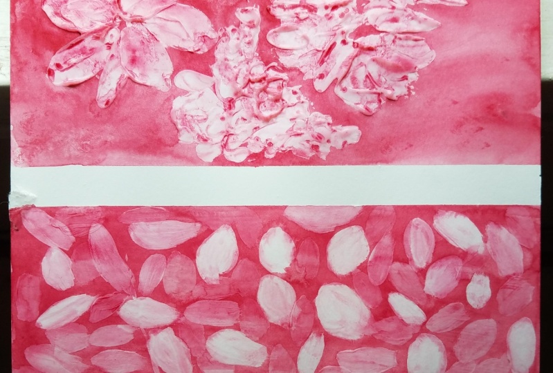 Gel and watercolor