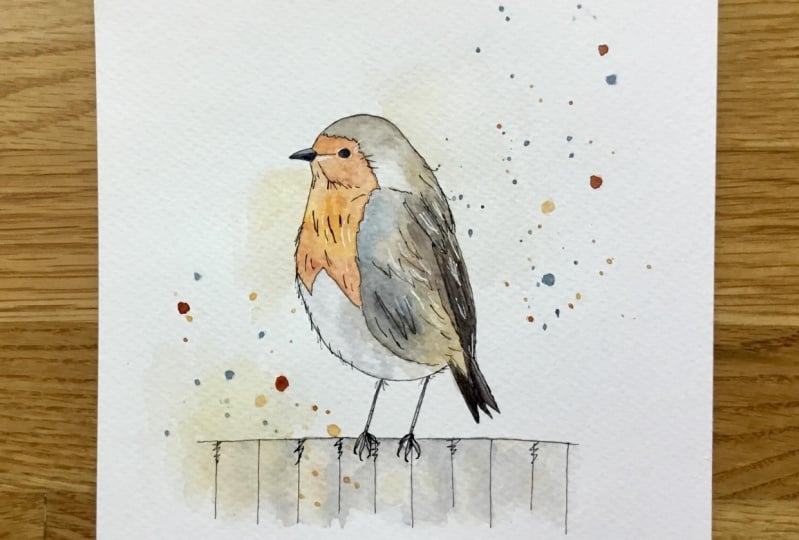 Birds in watercolor and ink