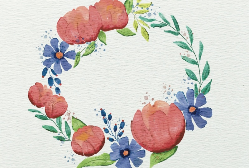 Watercolour floral wreath