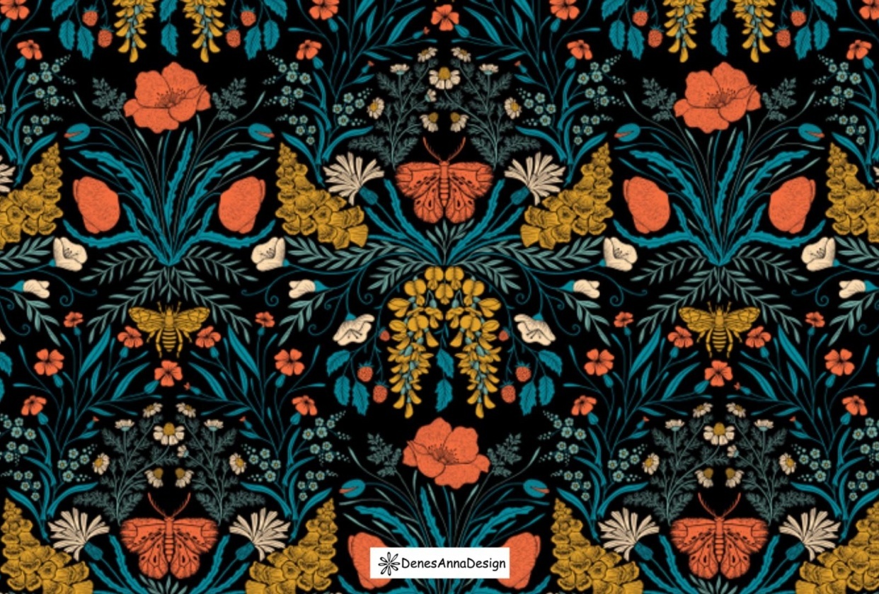 Wildflower Botanical Damask Pattern - student project