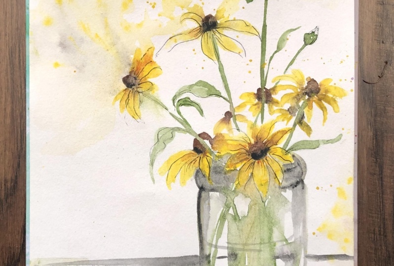 5 flowers in watercolour