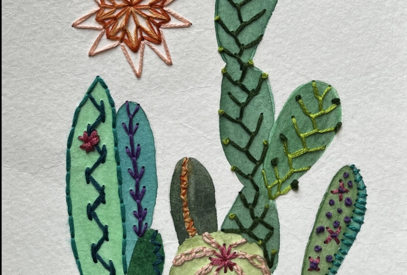 Embroidered Watercolor Cactuses