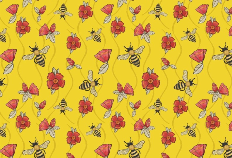 Bees in Flower Garden - Bee Inspired Collection