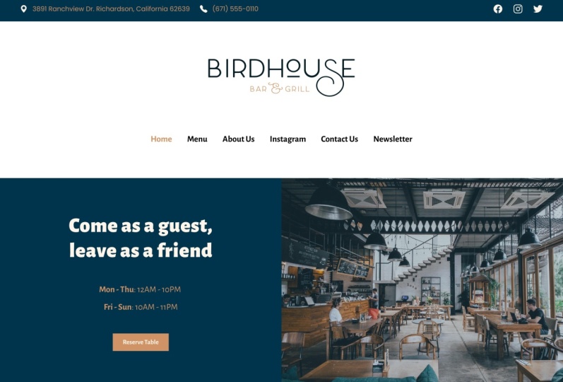 One-Page Restaurant Website