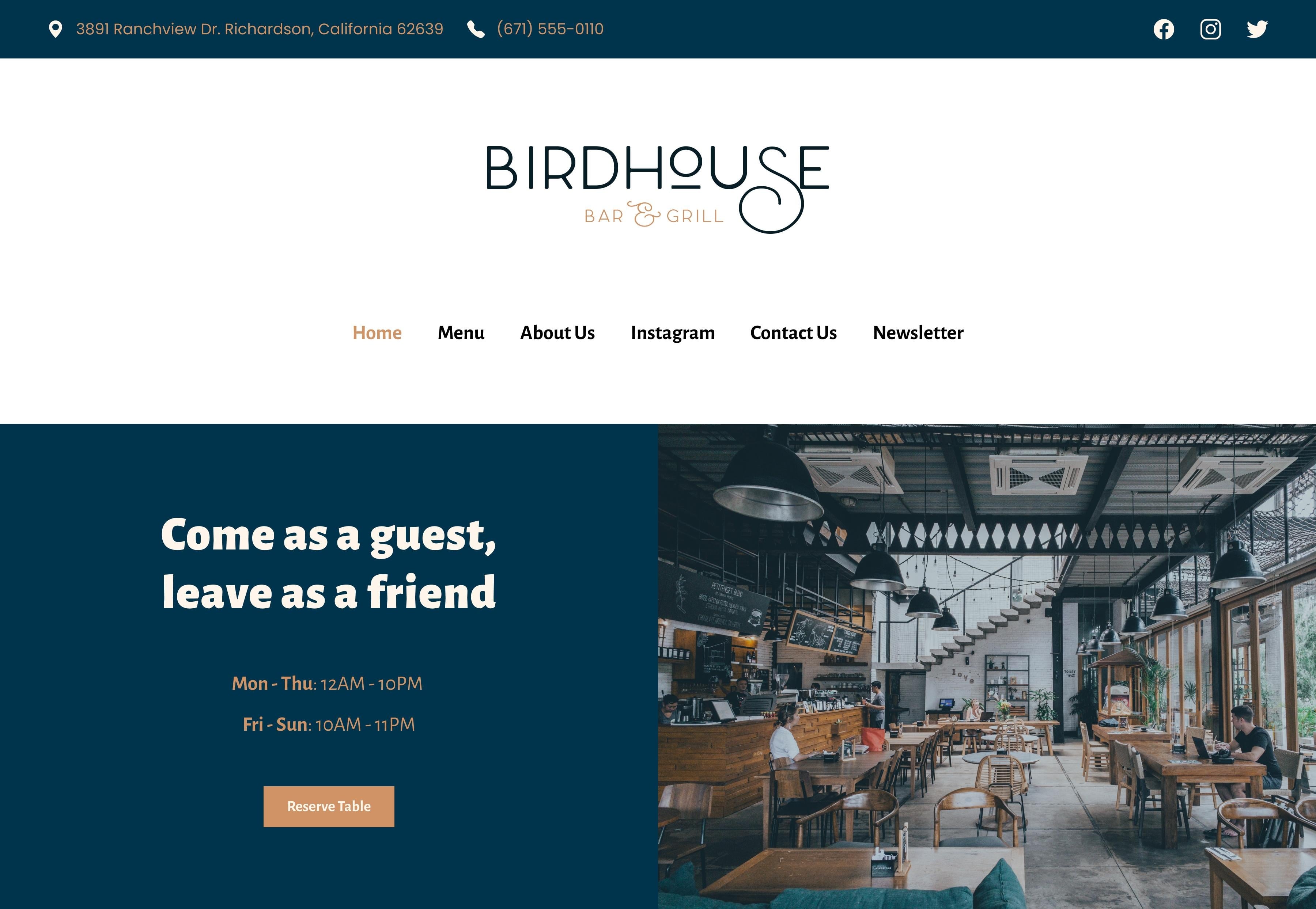 One-Page Restaurant Website - student project