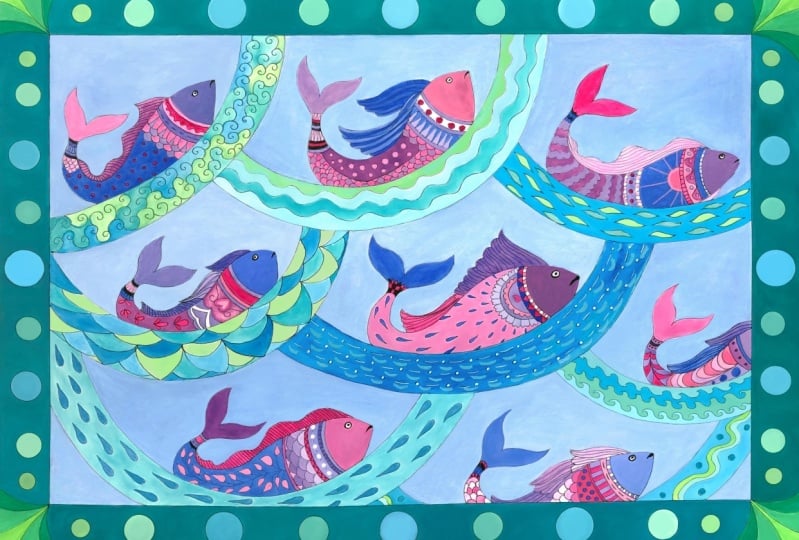 Madhubani fish painting