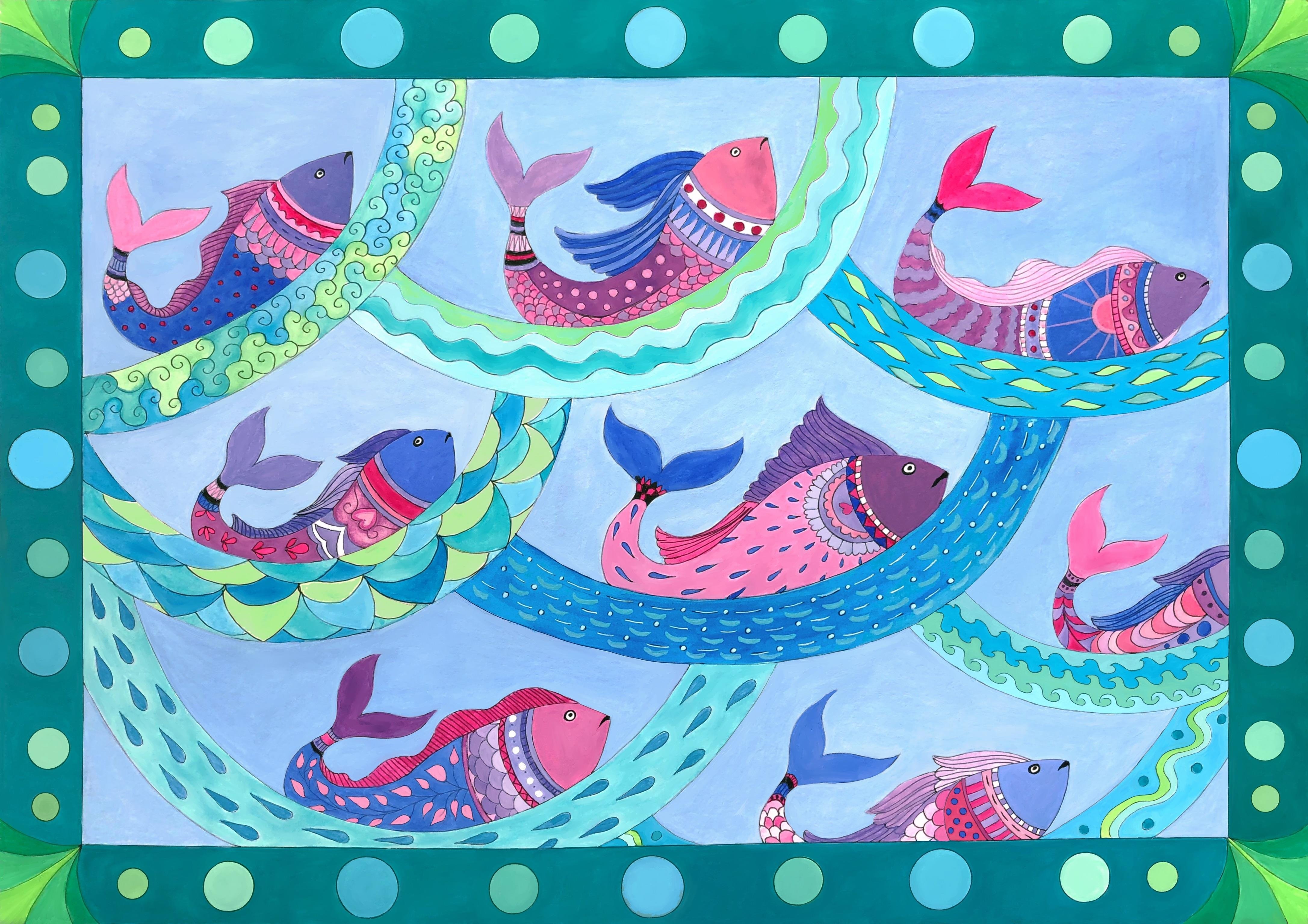 Madhubani fish painting - student project