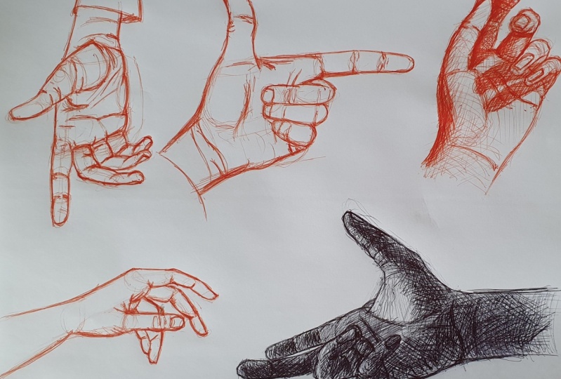 Ballpoint sketch hands