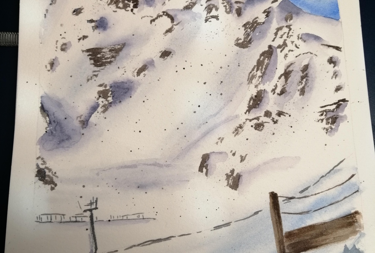 Watercolour mountain - student project