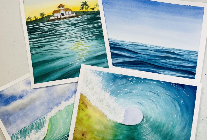 Watercolor ocean