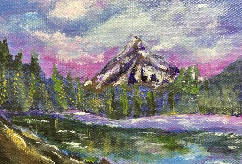 6 x 6 Mountain Scene inspired by Fathima Aafreen