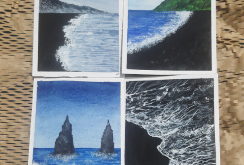 Black Sand Beachscapes Using Watercolor
