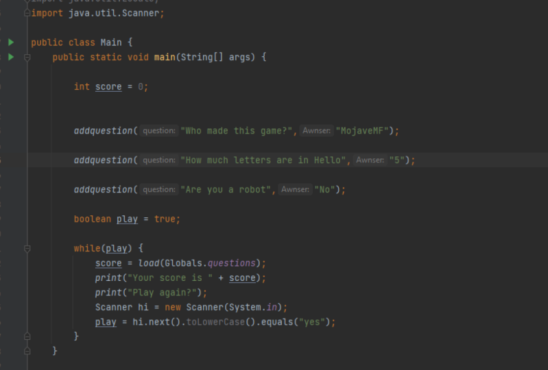Java trivia project 2