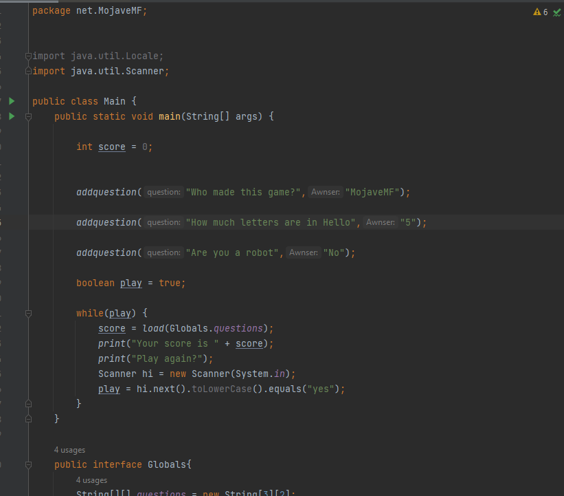Java trivia project 2 - student project
