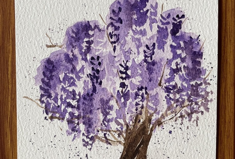 Wisteria  tree with watercolors
