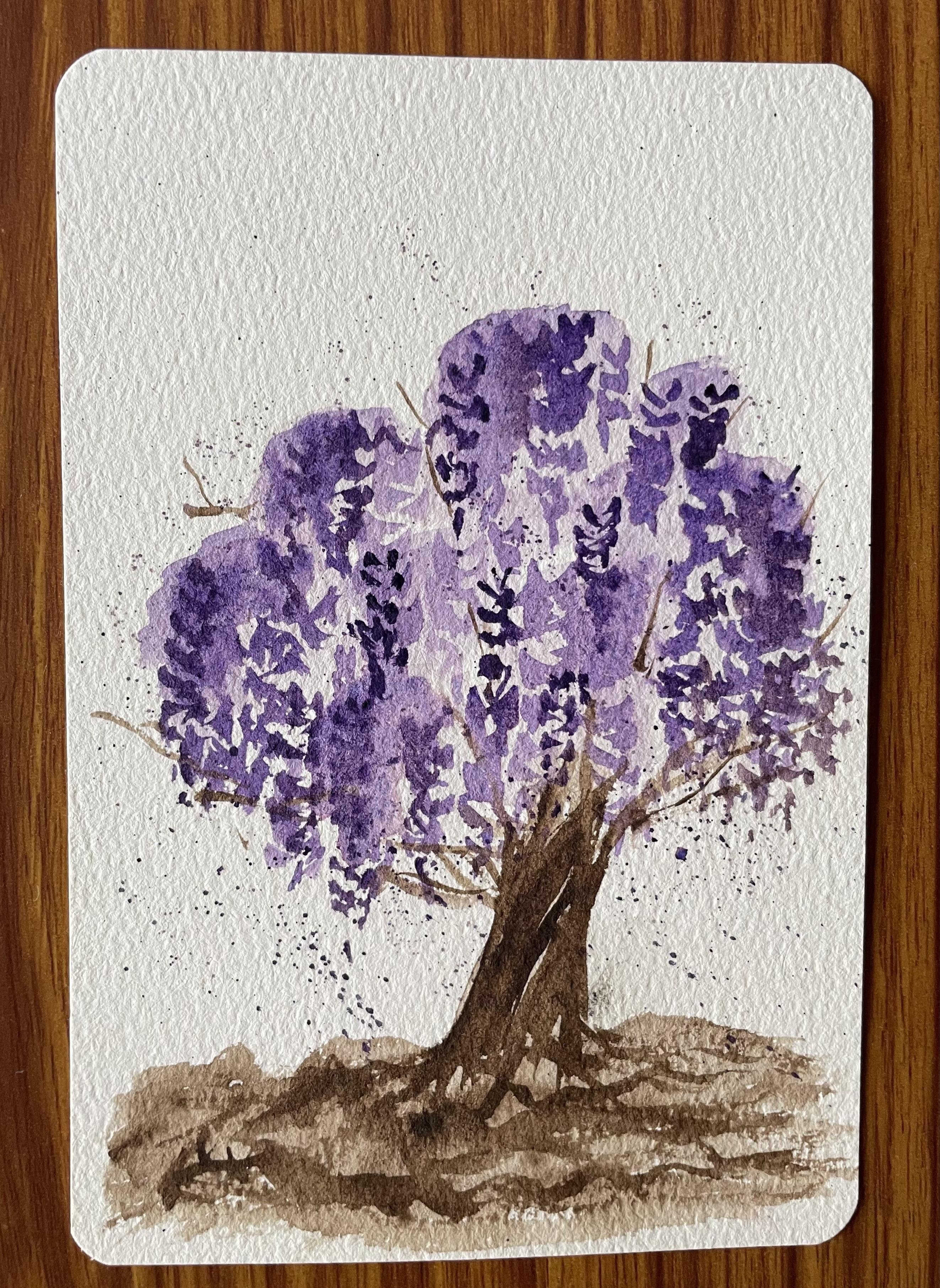 Wisteria tree with watercolors - student project