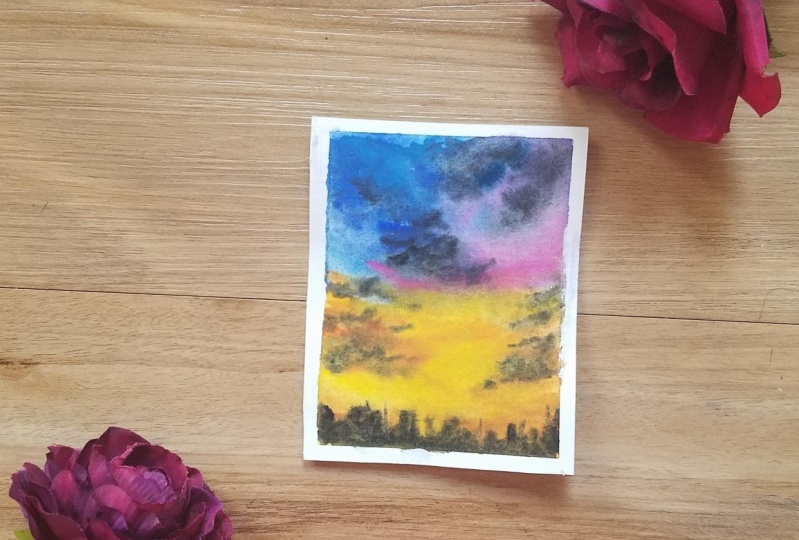 Monsoon Sunset Sky-Using Watercolors