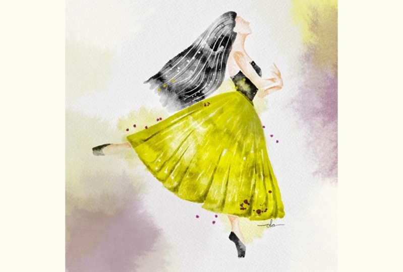 Dreamy watercolor ballerina