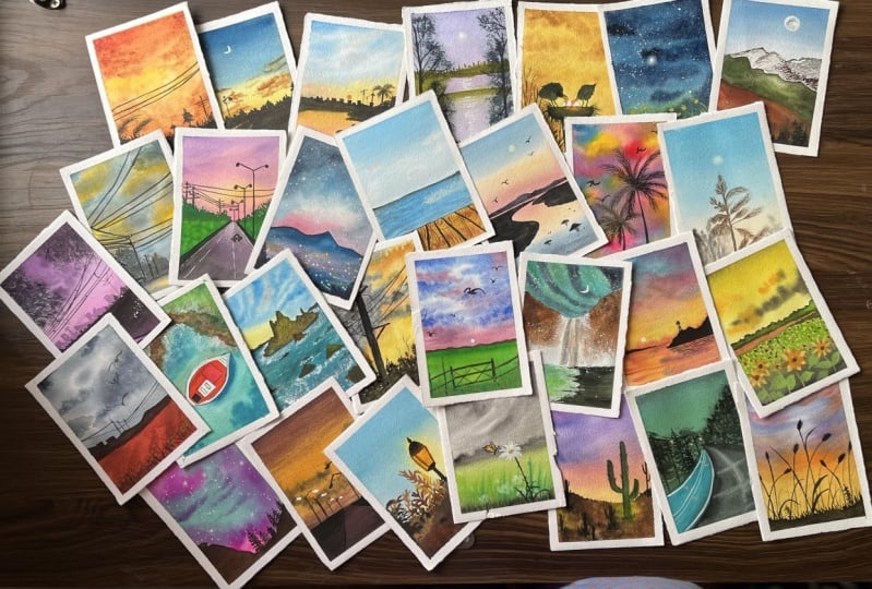Mini watercolour paintings
