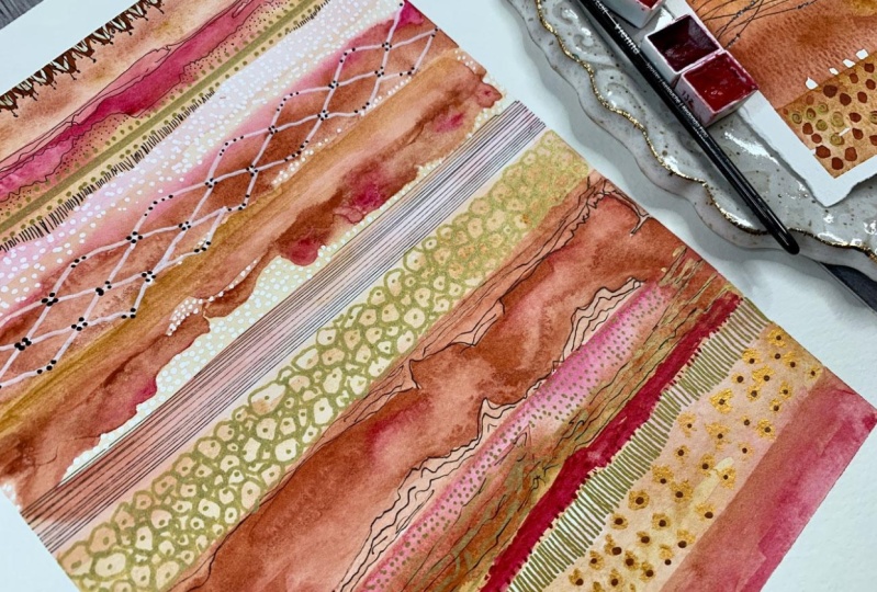 Watercolor Stripe Samplers - Being creative with watercolor and mark-making