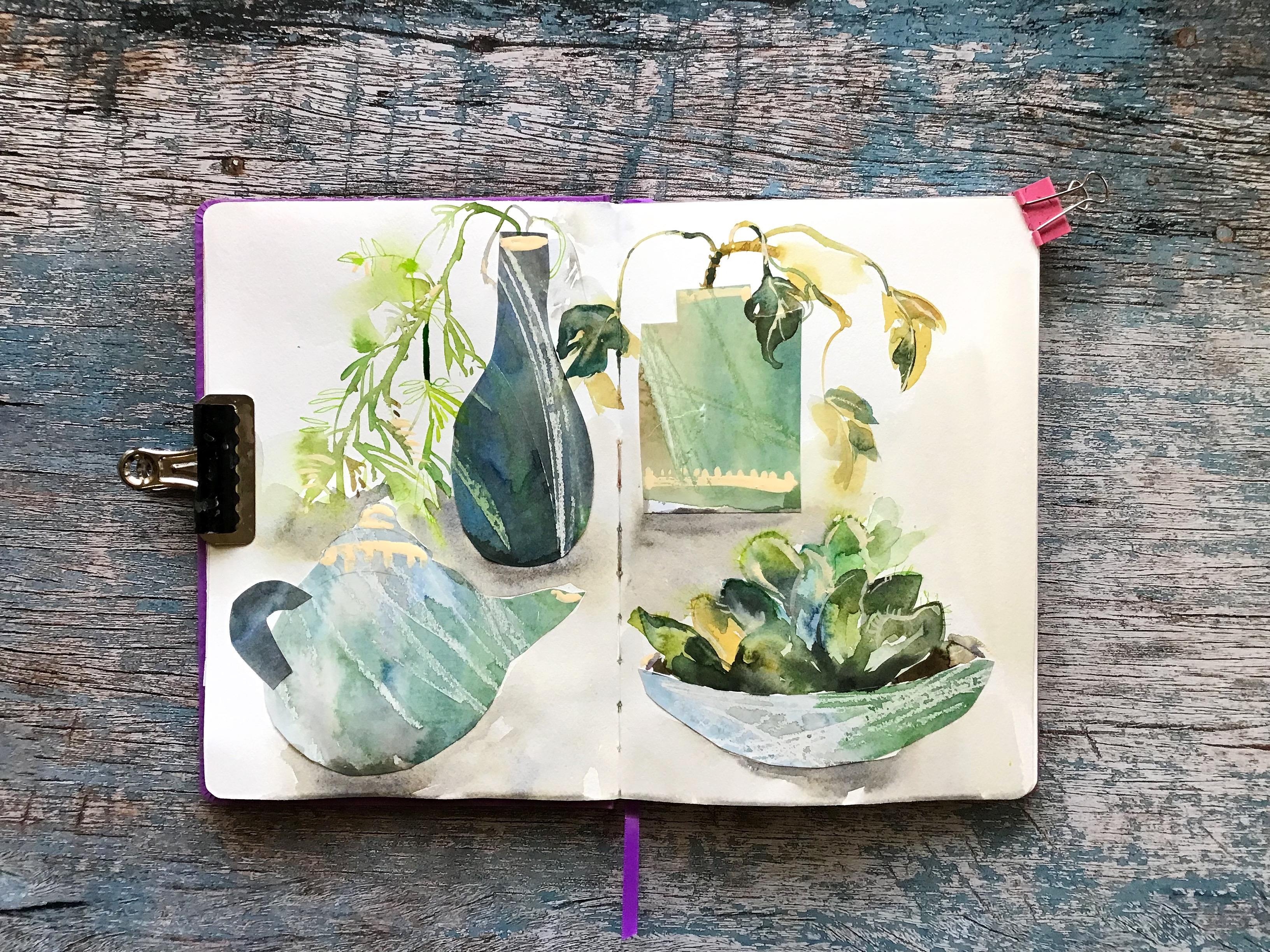 Paint Your Plants With Watercolour/Wax Crayon - student project