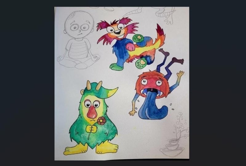 Crazy watercolor creatures