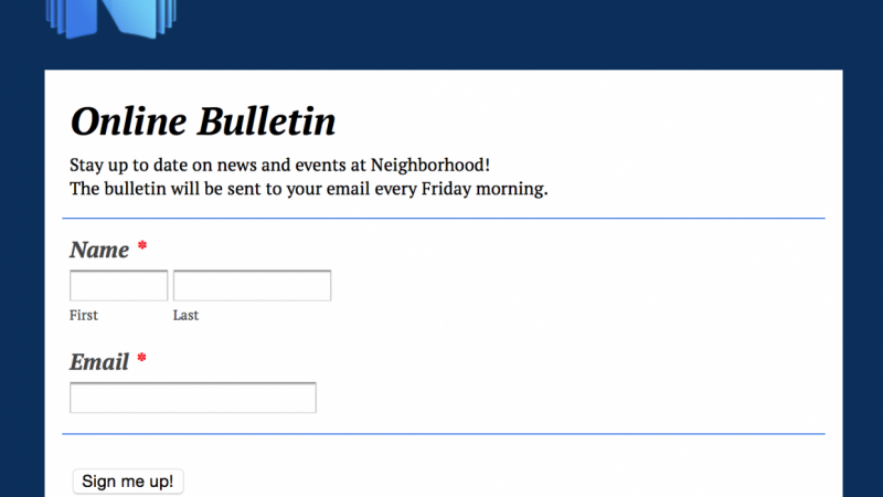 online bulletin sign up
