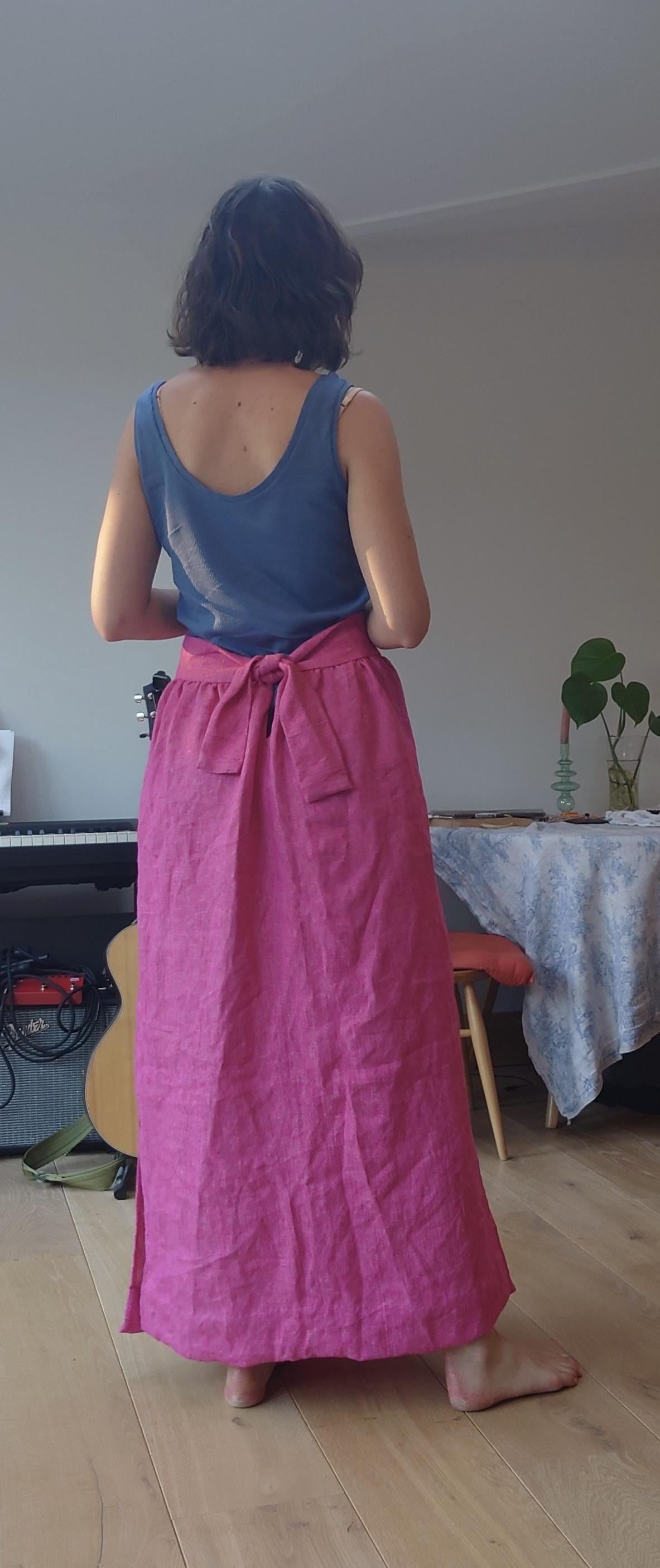Pink linen hand sewn skirt